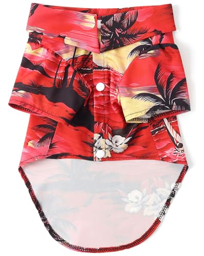 Dog Shirts Hawaii Dog Clothes for Small Medium Large Dogs Owner and Pet Shirts are Sold Separately (2XL-(30.1-45lb)-Chest~31.4" for Pets / Red Only for Pets)