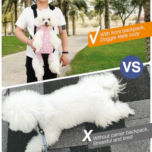 Pet Front Carrier Backpack for Small Medium Dogs (A-Black + Pink Daisy / Medium (Pack of 1))