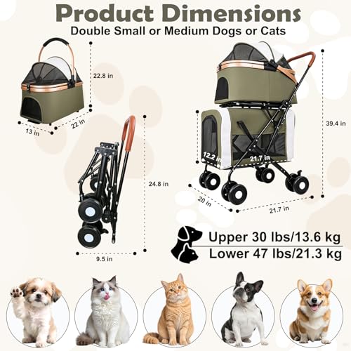 Double Pet Stroller for Dogs and Cats