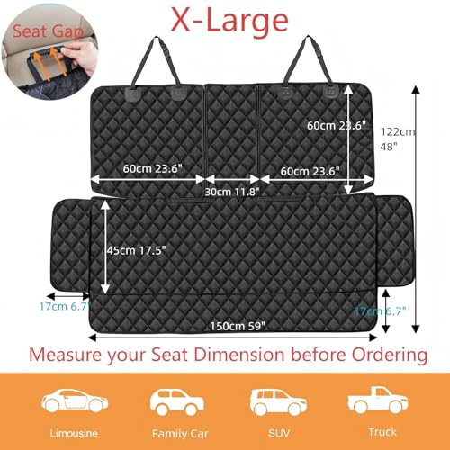 Dog Car Seat Cover for Back Seat (Black / ISOFIX X-Large)