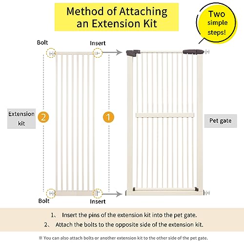 55.12" Extra Tall Pet Gate Extension Kit 16.73" Wide Cream (55.12" H-cream / 16.73" W, Extension)