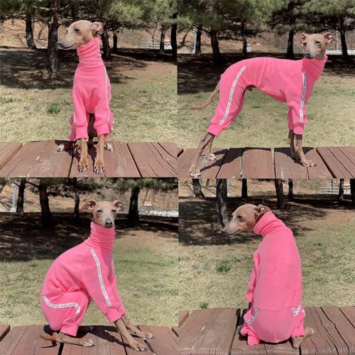 D Doggy Star Italian Greyhound Clothes Stretchy Towel Sports Onesie Outfit Whippet for Dog Coat (2XL / Towel Neon Pink)