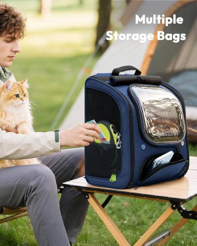 Cat Backpack Carrier (Blue / 12.6"L x 10.2"W x 16.5"H)