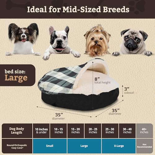 Cozy Cave Dog Bed (35.0"L x 35.0"W x 8.0"Th / Barkley Black Diamond)