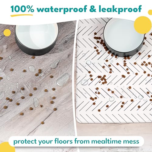 Dog Mat for Food and Water (12"L x 18"W / Mud Cloth)