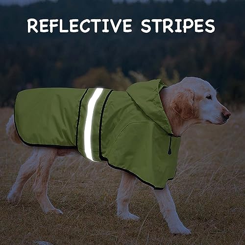 Dog Raincoat Waterproof Reflective Dog Rain Jacket (Green / XX-Large)