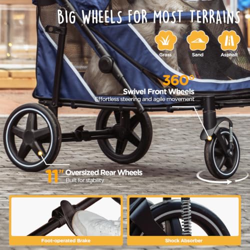All Terrain Pet Stroller for Large & Medium Dogs (Blue)