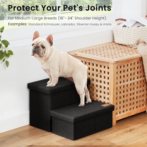 Dog Stairs for High Bed (Black / 19" X 17" X 13" H)