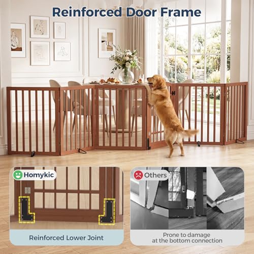 Dog Gate Indoor (Walnut / 132.3"Wx30"H, 6 Panels w/ Door)