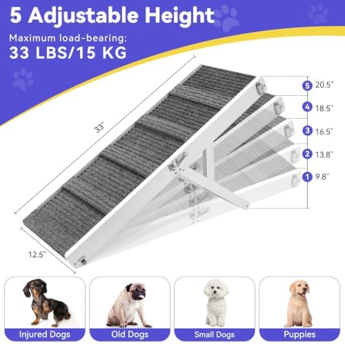 2026 Upgraded Small Dog Ramp for Couch Foldable (W-white / 80×30cm-for couch)