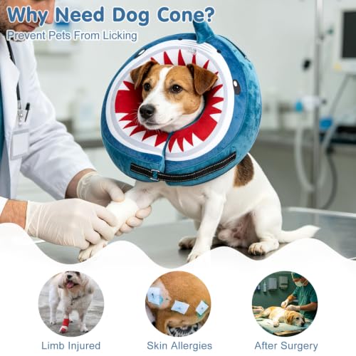 Dog Cone Collar Alternative After Surgery (Shark Donut / XS(Neck:9.5"-11.5"))