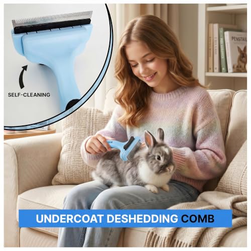 Pet Hair Removal Glove & Dog Brush for Shedding Bundle (BLUE)