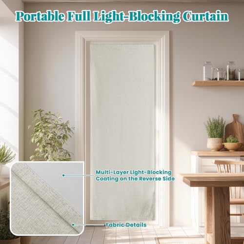 100% Blackout French Door Curtain (25"W x 72"L (Pack of 1) / Light Beige)