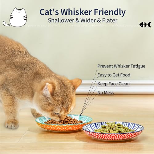 6 Inch Ceramic Cat Bowls (6 Inch, Set of 4 / Assorted Colors)
