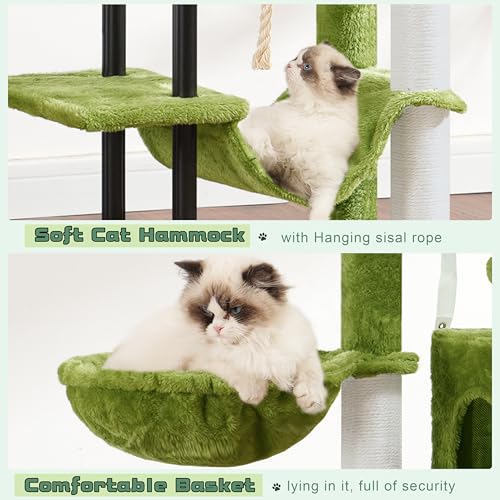 Cat Tree 43.3'' Cat Tower with Hammock for Kittens GCT004SGR (43.3 inches / Green)