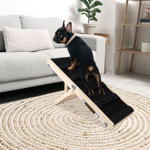 Small Dog Ramp Adjustable Portable Folding Wooden Ramp 32" Long (LGPT / 80CM/Black)