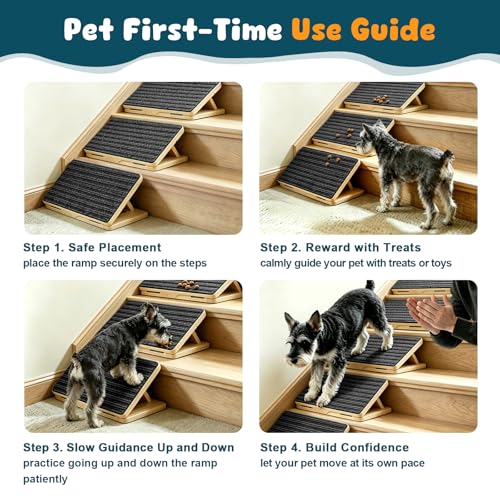 2 Pack Small Dog Ramp for Stairs (Gray / 2)