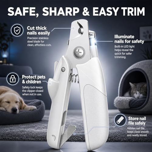 Professional Dog and Cat Nail Clipper (White‑LED Pet Nail Clipper)