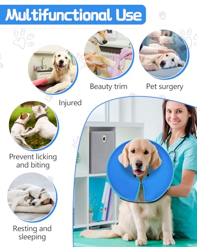 Inflatable Dog Cone (GreenBlue / M+(14"-18"))