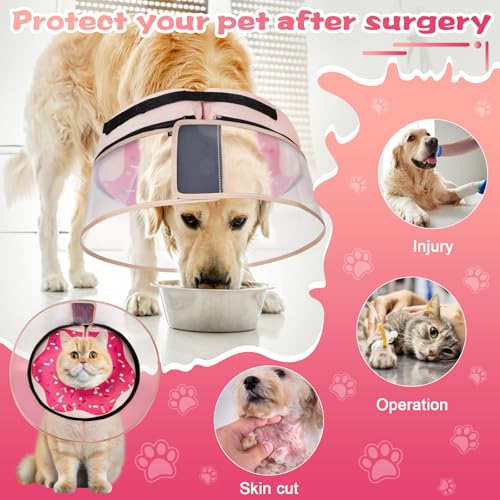 Inflatable Dog Cone Collar with Detachable Enhanced Anti (Pink / L（neck 14"-18"）)
