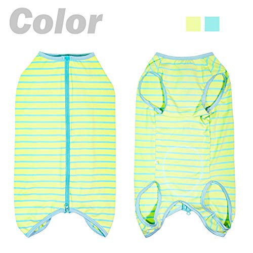 Dog’s Recovery Suit Post Surgery Shirt for Female Male Dog (xl / green stripe)
