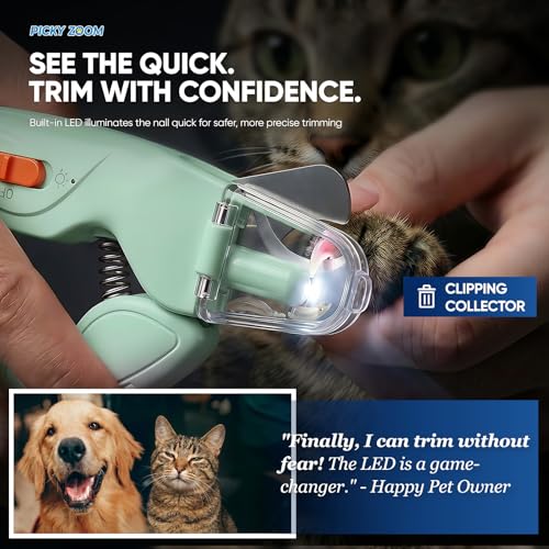 2-in-1 Dog & Cat Nail Clippers and Grinder with LED Light (Green)