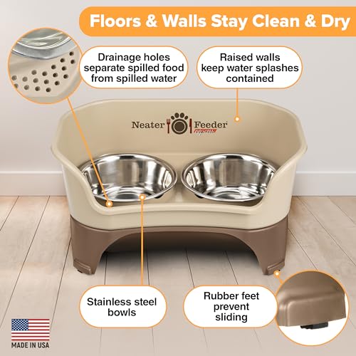 Express Mess Proof Dog Bowls Elevated for Medium to Large Sized Breed (Medium to Large w/ Standard Bowls / Cappuccino)