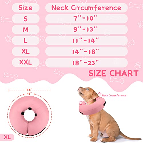 Inflatable Dog Cone Collar Alternative After Surgery (Solid Pink / XL(Neck 14"-18"))