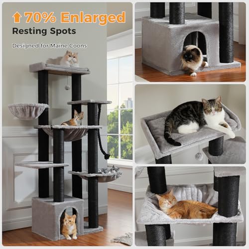 Heavy Duty Cat Tree (Black&Grey / 67in)