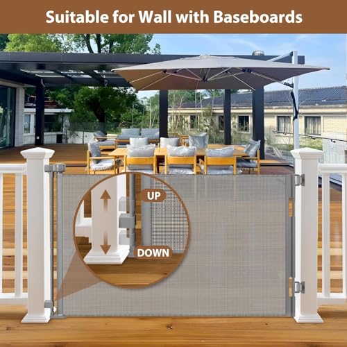 Weatherproof Outdoor Retractable Dog Gates (Gray / 35" X 72")
