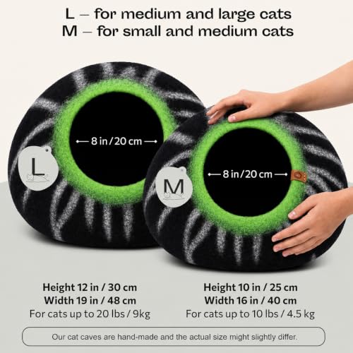 Cat Cave Merino Wool Bed for Indoor Cats (Shining Tiger)