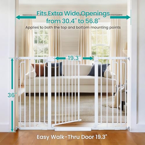 36" Extra Tall Baby Gate (White / 30.4"-56.8" W x 36" H)