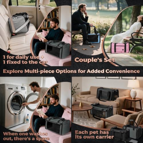 25lbs Cat Carrier Lightproof Soft Sided Pet Carrier for Large Cat (17.5"L x 11.0"W x 11.0"H / Black)