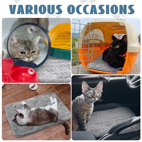 4 Pack Self Warming Cat Bed Mat Self Heating Pad for Dog Extra Warm Winter Pet Pad Washable Thermal Pads Mats for Pets Indoor Outdoor (Gray / 20 x 28 Inch)