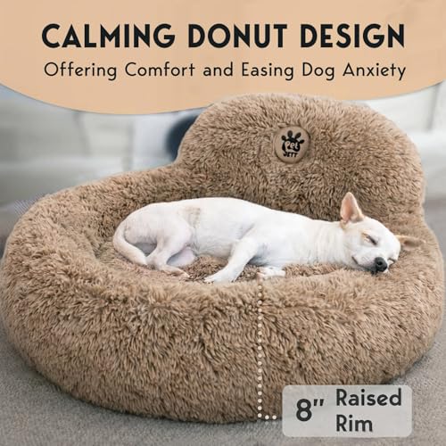 PetJett Calming Medium Dog Bed (Beige / Medium - 30”L x 30”W x 8”Th)