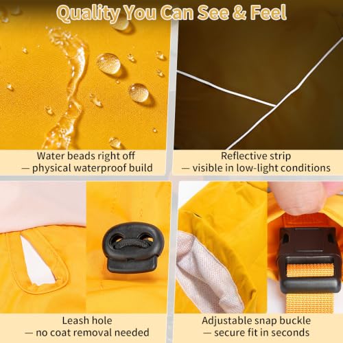 Dog Raincoat Full Body Coverage Waterproof Windproof Hooded Jacket (Yellow / 3X-Large)