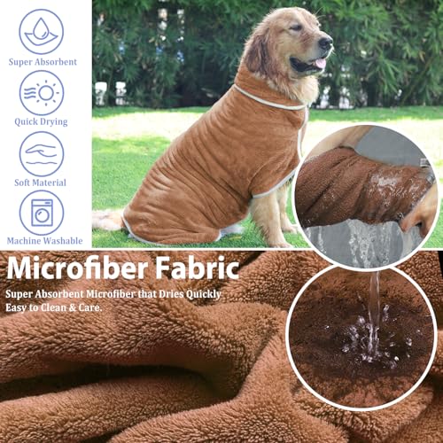 Dog Bathrobe Towel Dog Drying Coat (Brown / Large)