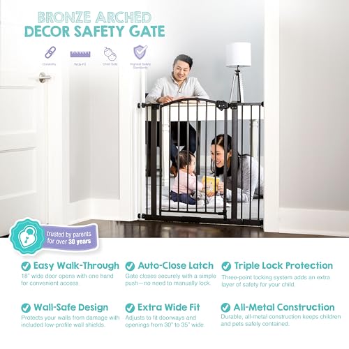 Safety 30" 35" Extra Wide Baby Gate (Bronze - 30-35"w X 30"h)