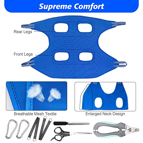 Pet Grooming Hammock (L for Large Dogs 50LB / Blue)