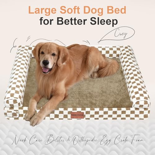 Orthopedic Dog Bed for X (Brown Grid / 40.0"L x 32.0"W x 6.5"Th)