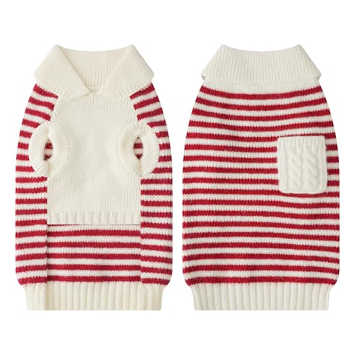 Small Dog Sweater (White Stripe Pullover(Order One Size Up) / XX-Large)