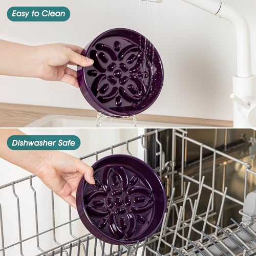 Ceramic Slow Feeder Dog Bowls (S-0.6 Cups / Purple)