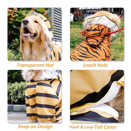 Dog Raincoat Tail Protect Legs Cover Bee Cosplay Raincoat Costume Cute Animals Pattern Raincoat Jacket for Medium Large Dogs 4XL (4XL-Back<20'' For 33-44lb dogs / Bee)