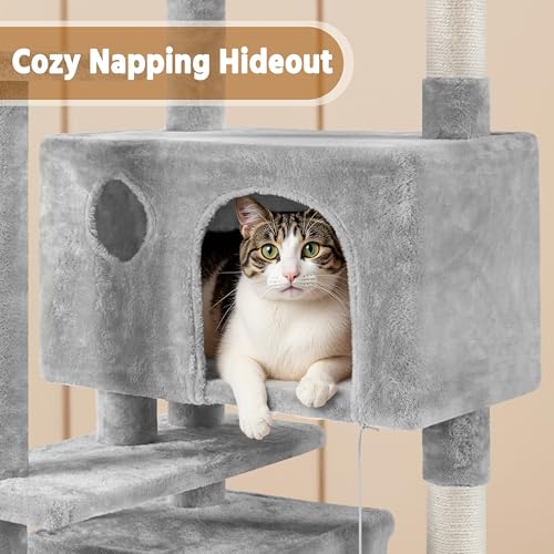 62in Cat Tree Tower (Light Gray / 62in)