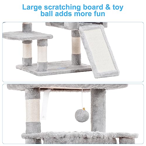 Cat Tree Tower with Large Bed (35.4 inch / Light Gray)
