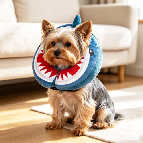 Dog Cone Alternative After Surgery for Small Medium Large Dogs (Blue Shark / XS(Neck 9.5"-11.5"))