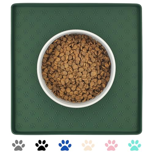 Pet Placemat for Dog and Cat (11.8"L x 11.8"W / Hunter Green)