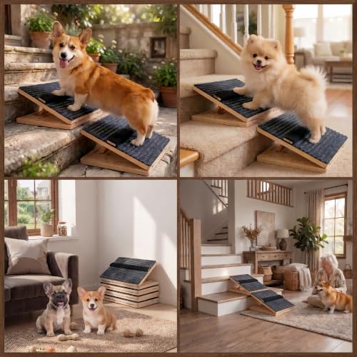 4 Pack Wooden Adjustable Dog Stairs Ramps