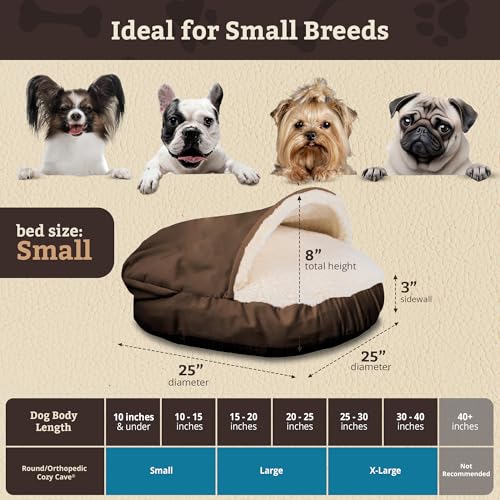 Cozy Cave Dog Bed (25.0"L x 25.0"W x 8.0"Th / Hot Fudge)