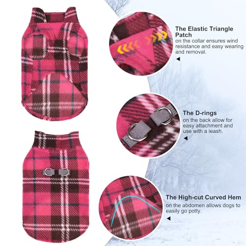 Dog Fleece Vest Sweater Winter Jacket for Small Medium Dogs (Medium / PINK BUFFALO PLAID)